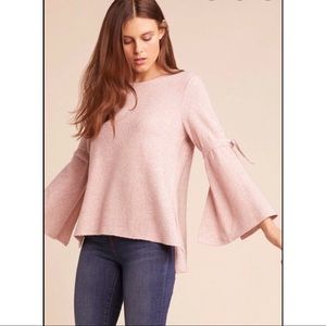 JACK by BB Dakota Slit Bell Sleeve Sweater Pink S